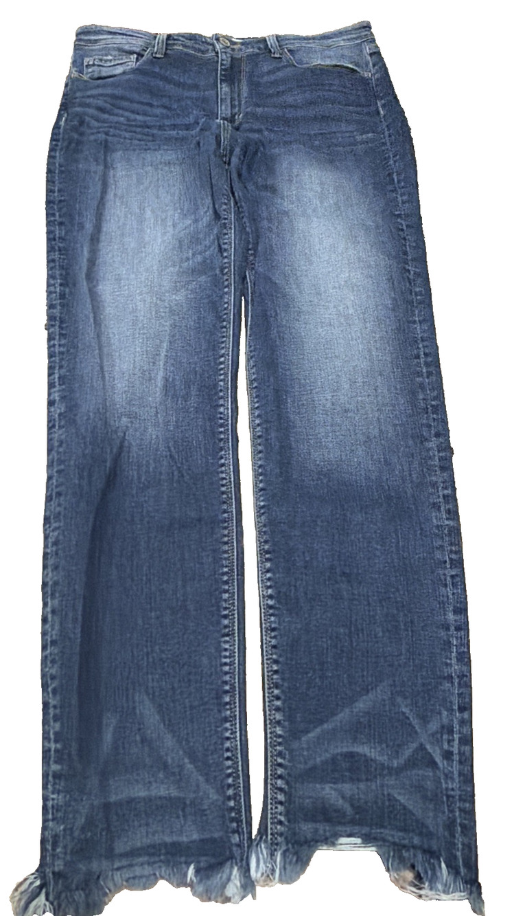 Flying Monkey Platinum High Rise Straight Jeans 30 Stretch Raw Hem